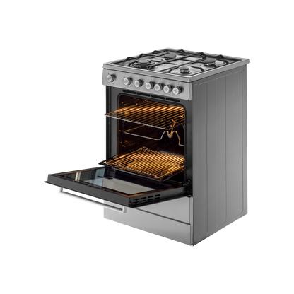 KAB 60 SS Cooking Range with Electric Oven, 4 Gas Burners with One Big Triple Ring Burner