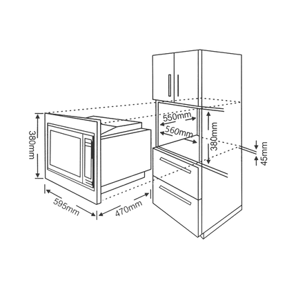 KB5A- 34L Built-in Microwave with Grill & Convection, Child Lock, Digital Display