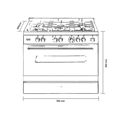 KGM 90 Cooking Range with Electric Oven, Stainless Steel Finish, Auto Electric Ignition
