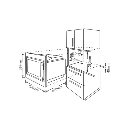 KMW 5PJ - Built in Microwave with 20L Capacity & Child Lock