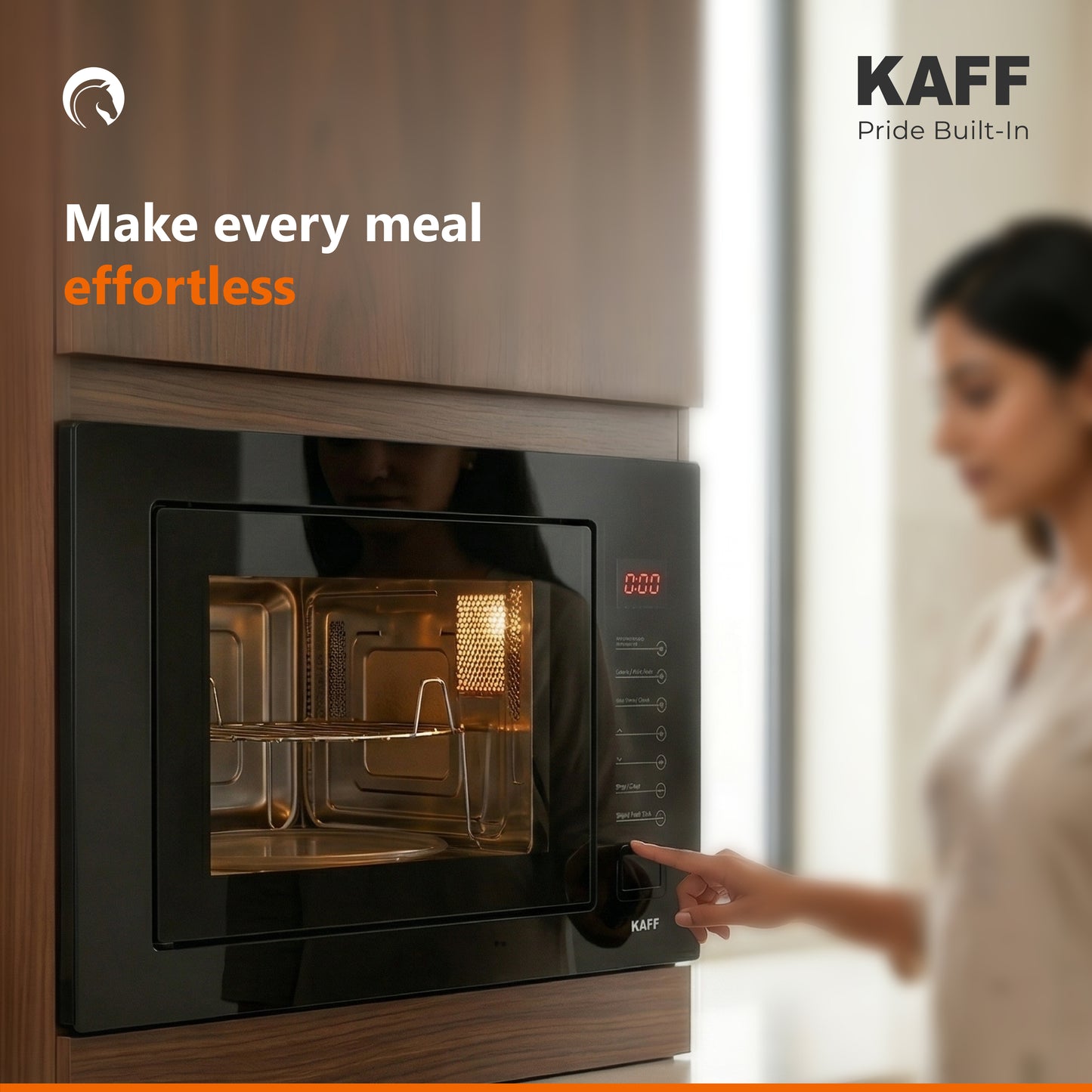 KMW8A BLK- Built in Microwave with Push Door Opening Button & Interior Lighting