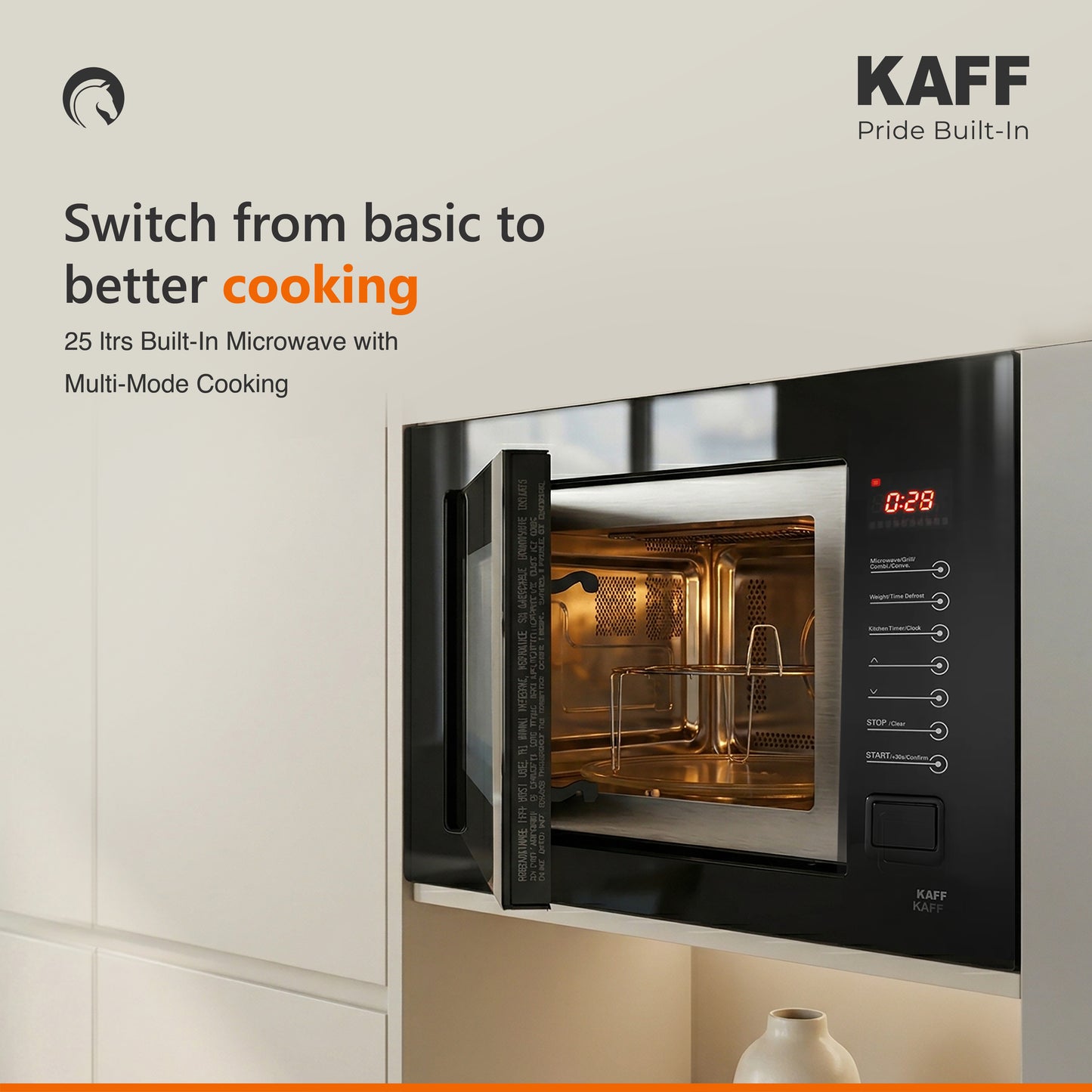 KMW8A BLK- Built in Microwave with Push Door Opening Button & Interior Lighting