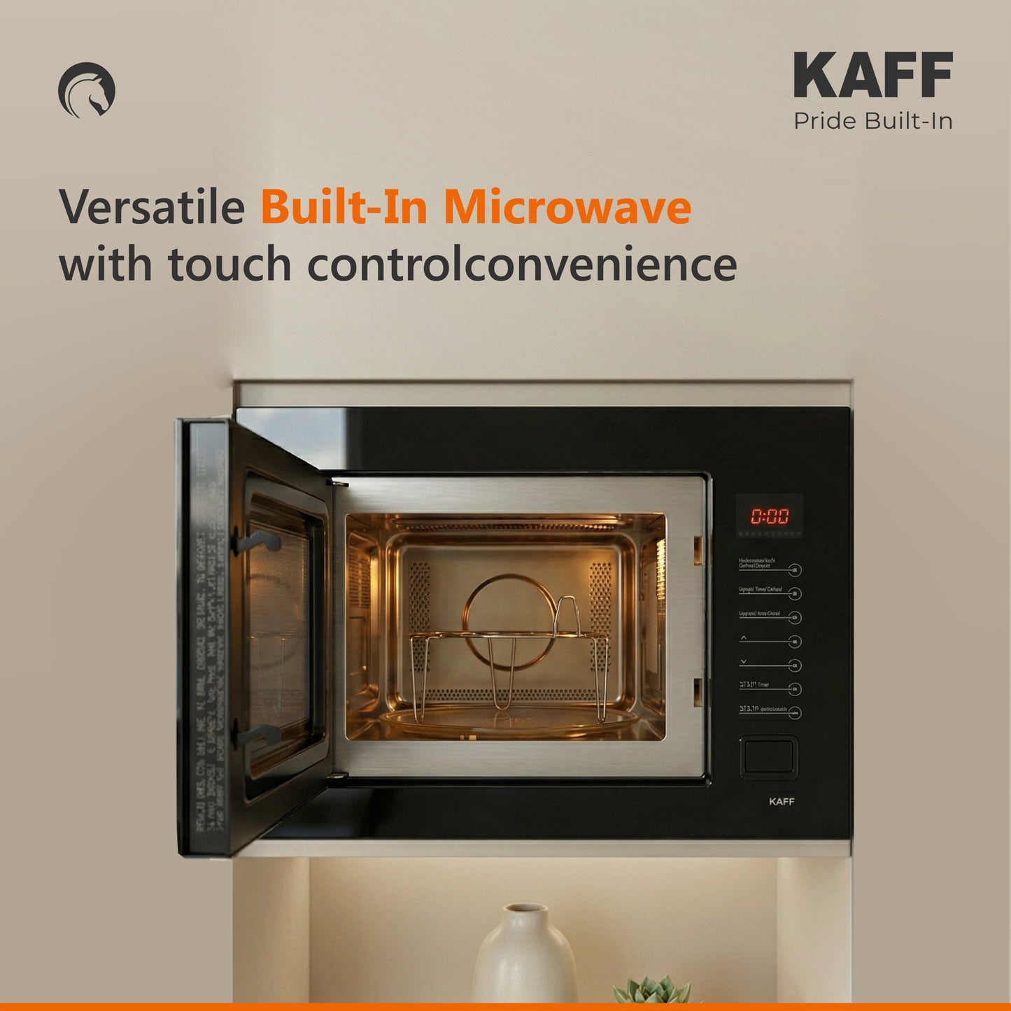 KMW8A BLK- Built in Microwave with Push Door Opening Button & Interior Lighting