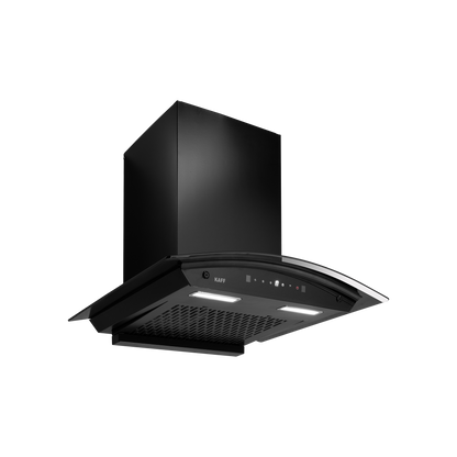 MAINZ DHC 60/75/90 Kitchen Chimney, Black Glass and Digital Display