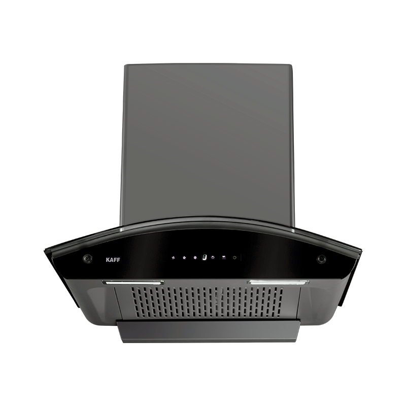 MILL DHC 60 - Wall Mounted Chimney, Front Panel with Black Glass and Digital Display