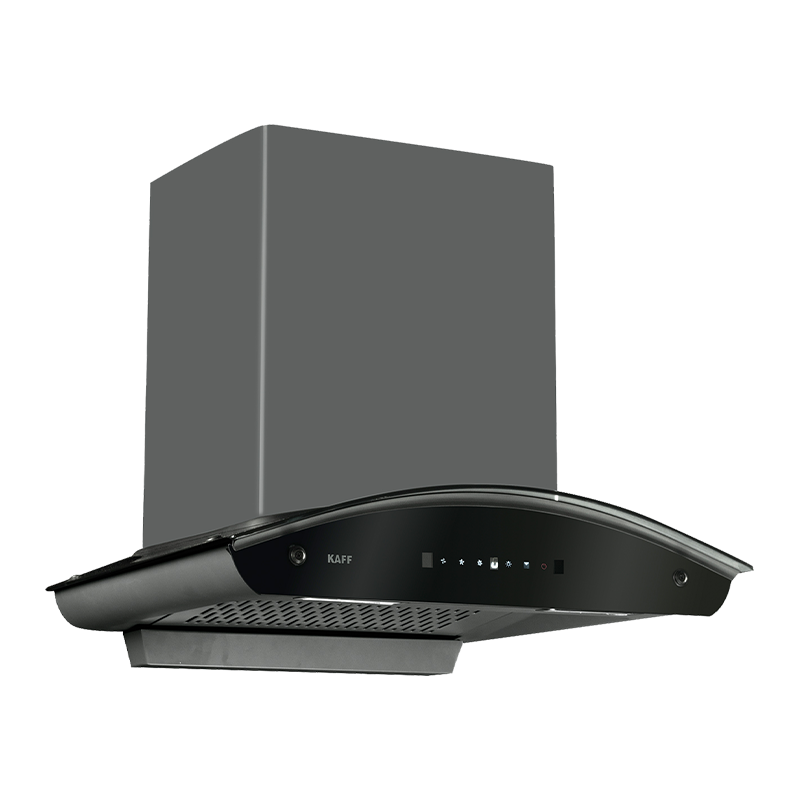 MILL DHC 60 - Wall Mounted Chimney, Front Panel with Black Glass and Digital Display