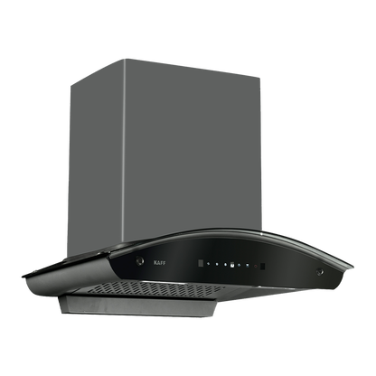 MILL DHC 60 - Wall Mounted Chimney, Front Panel with Black Glass and Digital Display