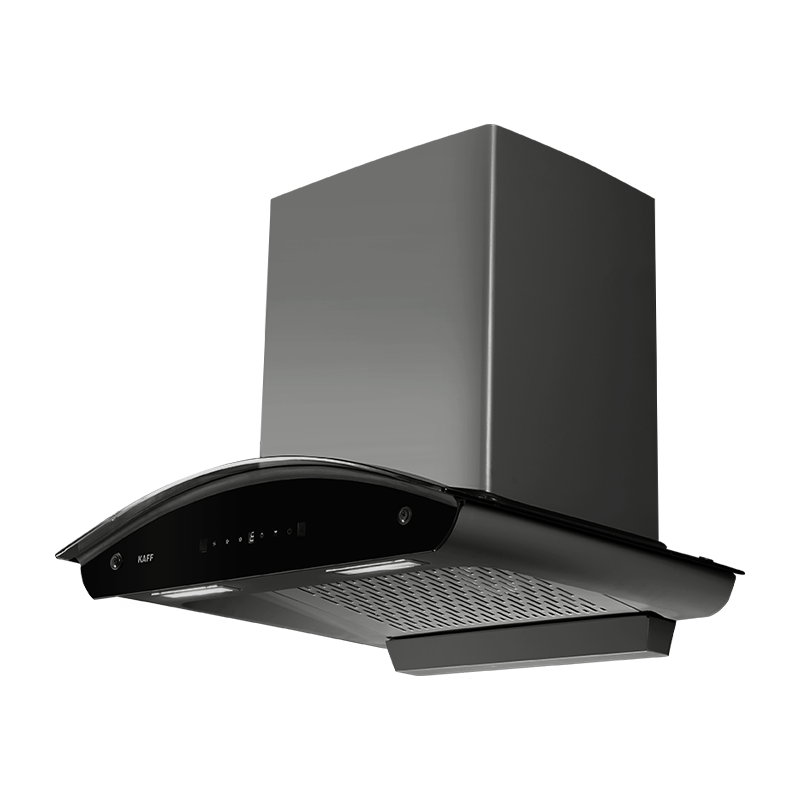 MILL DHC 60 - Wall Mounted Chimney, Front Panel with Black Glass and Digital Display