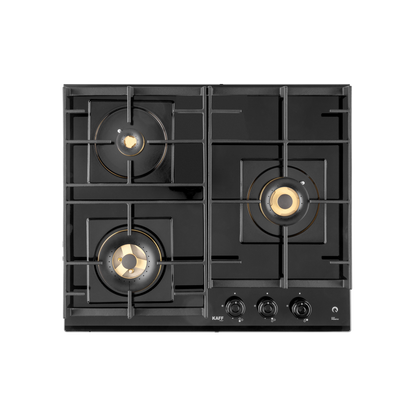 MFBX 603 - 3 Full Brass Burners Built-in Hob with Square Drip Tray, Auto Electric Ignition