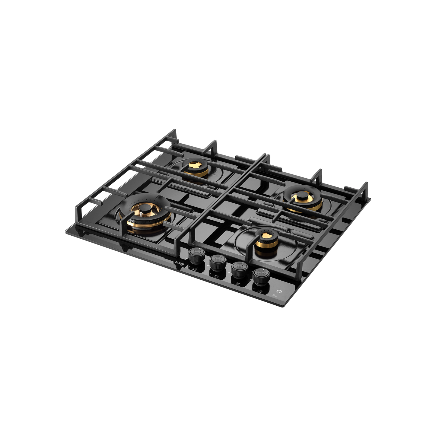 MFBX 604- Built in Hob, 4 Full Brass Burners , Square Drip Tray (Black Shiny Finish)