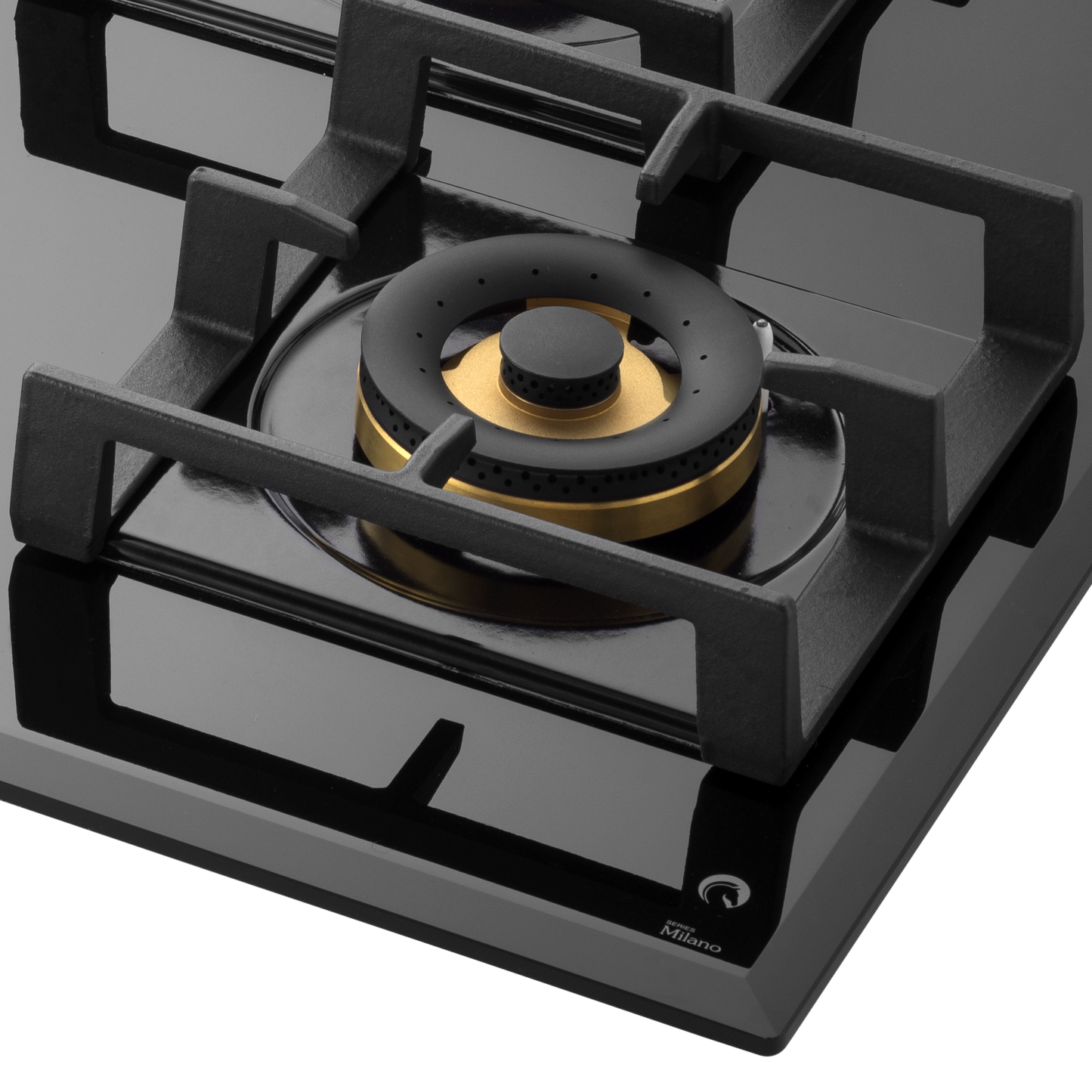 MFBX 604- Built in Hob, 4 Full Brass Burners , Square Drip Tray (Black Shiny Finish)