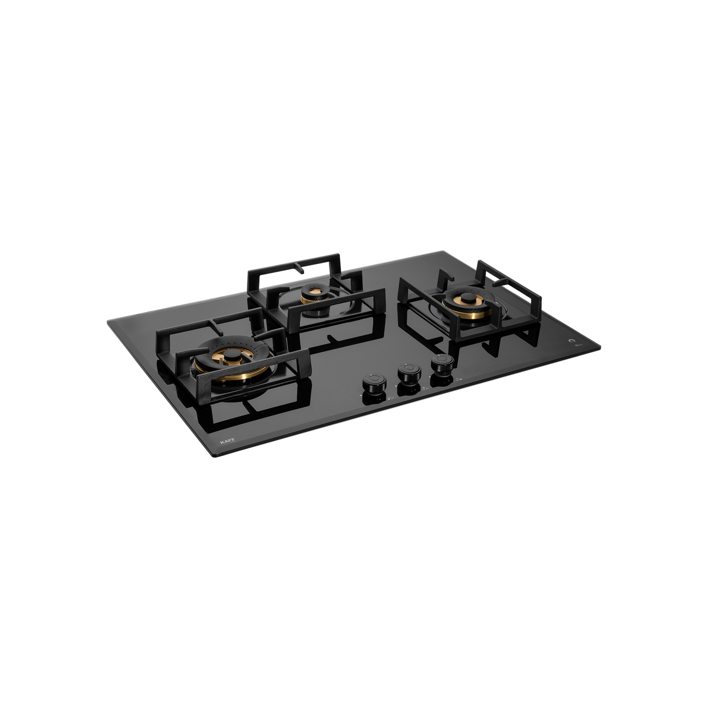 MFBX 763- 3 Full Brass Burners, Square Drip Tray (Black Shiny Finish) Built in Hob