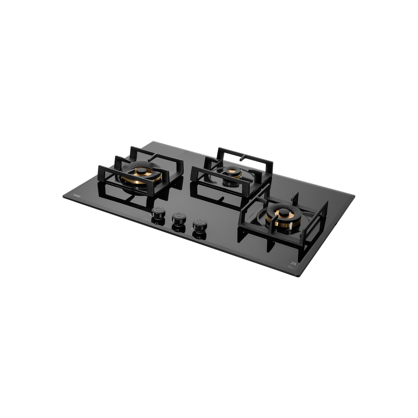 MFBX 763- 3 Full Brass Burners, Square Drip Tray (Black Shiny Finish) Built in Hob