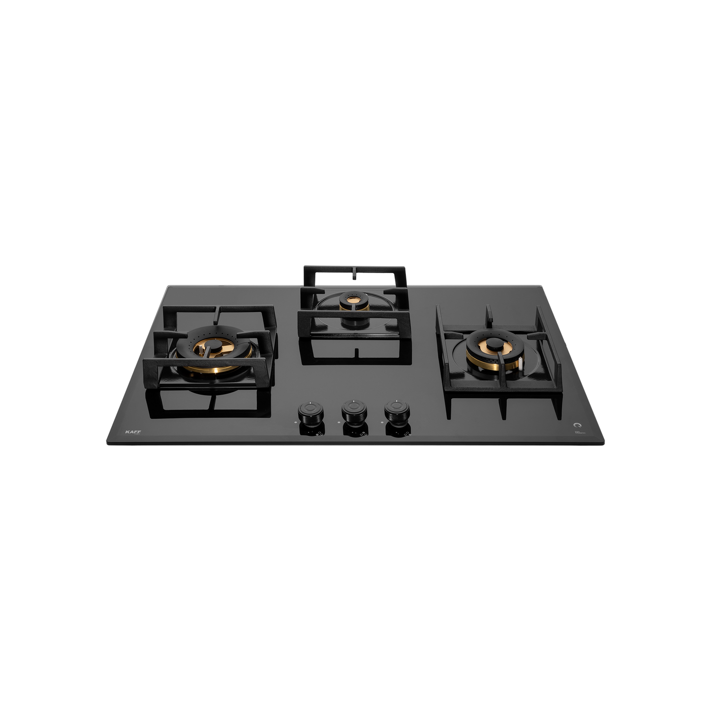 MFBX 763- 3 Full Brass Burners, Square Drip Tray (Black Shiny Finish) Built in Hob