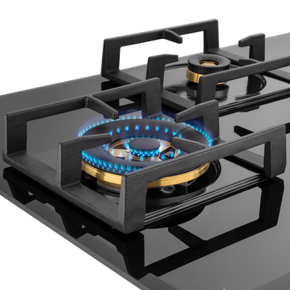 MFBX 764 - Full Brass Burners Built-in Hob with Square Drip Tray