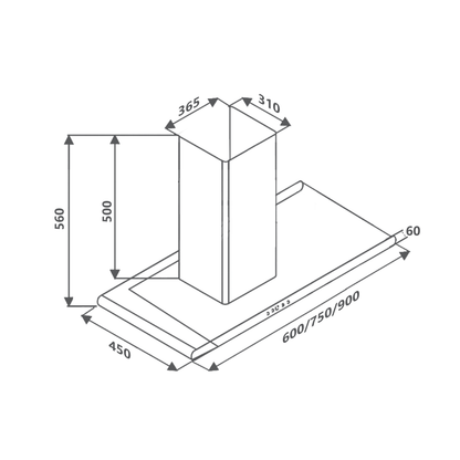 MOLIN 60/75/90 DC - Wall Mounted Kitchen Chimney
