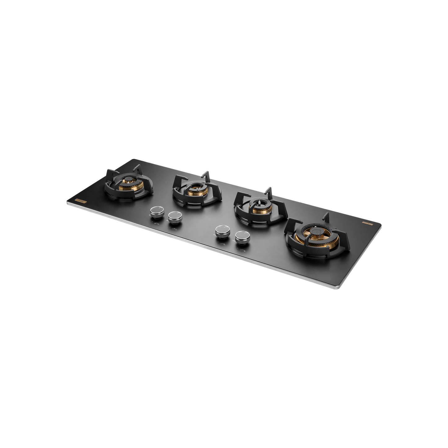 MSM 104 / MSM 104X - 4 Full Brass High Efficiency Burners with FFD Built-In Hob, 8 mm Frosted Black Glass