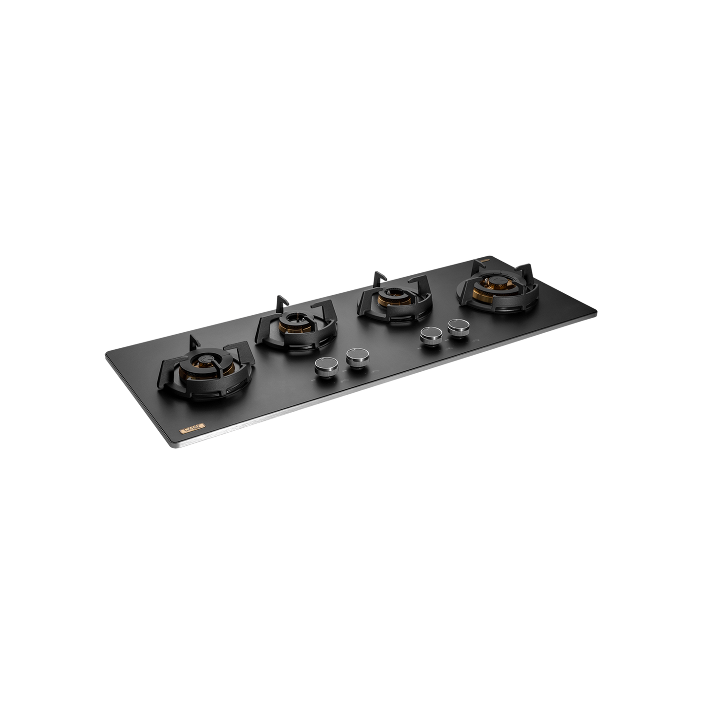 MSM 104 / MSM 104X - 4 Full Brass High Efficiency Burners with FFD Built-In Hob, 8 mm Frosted Black Glass
