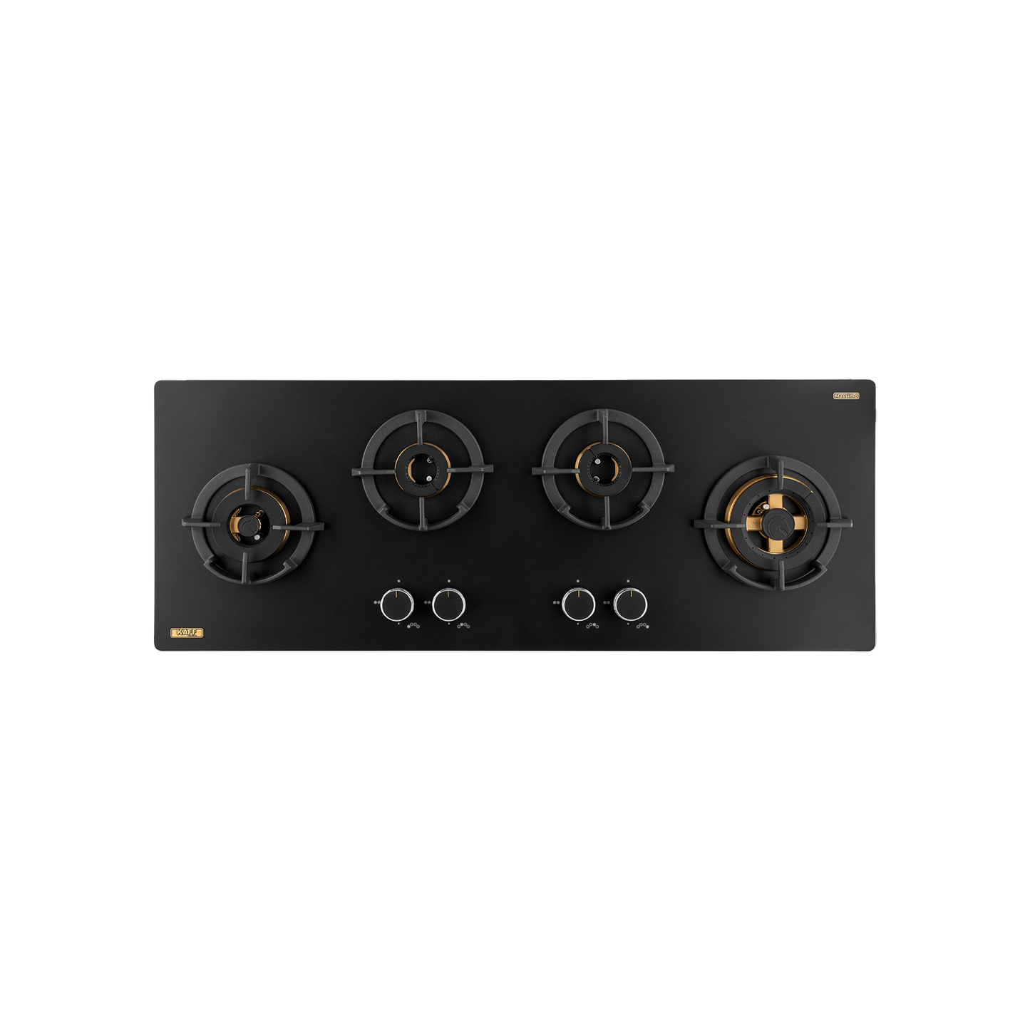 MSM 104 / MSM 104X - 4 Full Brass High Efficiency Burners with FFD Built-In Hob, 8 mm Frosted Black Glass