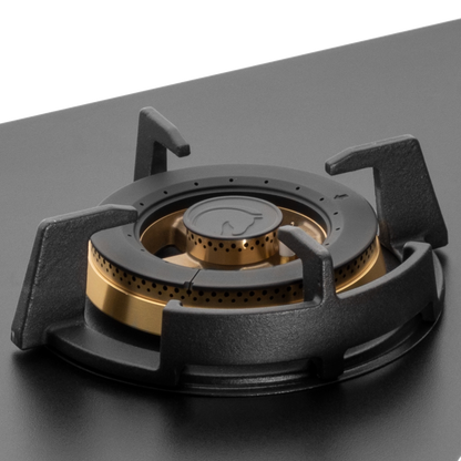 MSM 104 / MSM 104X - 4 Full Brass High Efficiency Burners with FFD Built-In Hob, 8 mm Frosted Black Glass