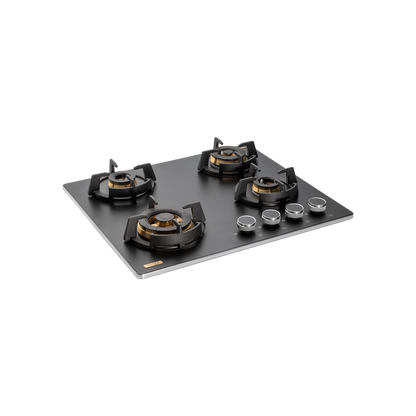 MSM 604 / MSM 604X- Built-In Hob, 4 Full Brass High Efficiency Burners with FFD, Thick Premium Frosted Black Glass