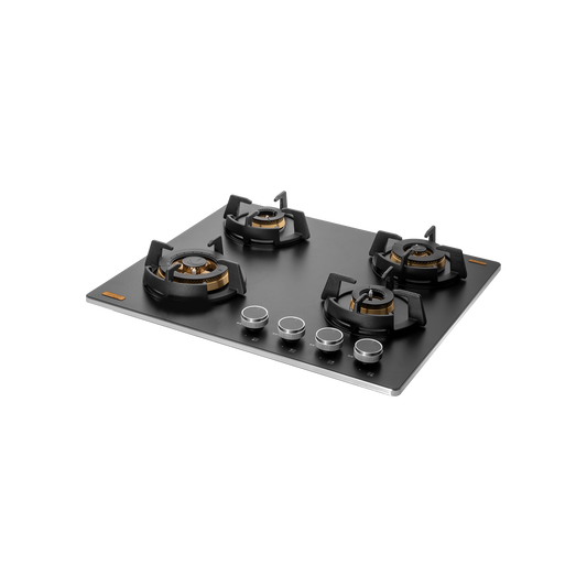 MSM 604 / MSM 604X- Built-In Hob, 4 Full Brass High Efficiency Burners with FFD, Thick Premium Frosted Black Glass