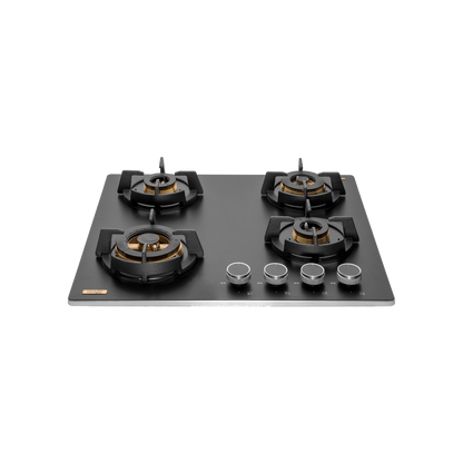 MSM 604 / MSM 604X- Built-In Hob, 4 Full Brass High Efficiency Burners with FFD, Thick Premium Frosted Black Glass