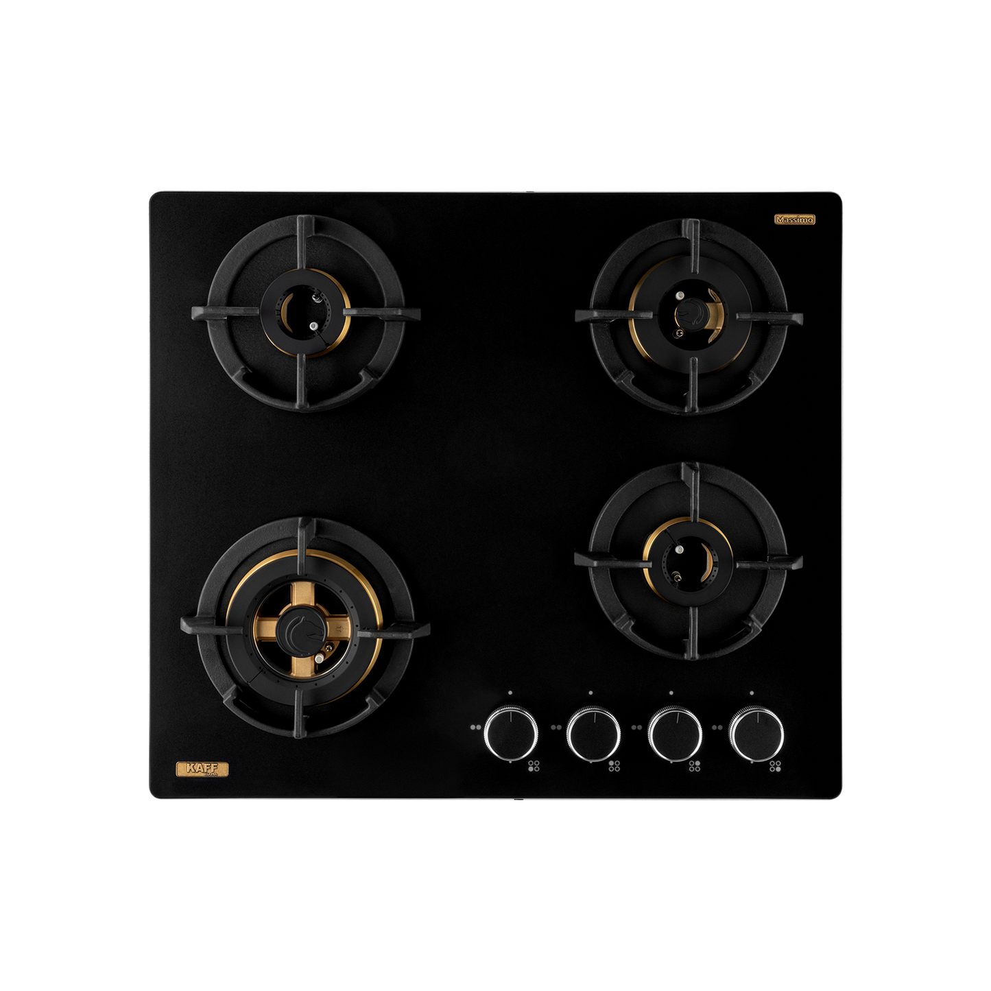 MSM 604 / MSM 604X- Built-In Hob, 4 Full Brass High Efficiency Burners with FFD, Thick Premium Frosted Black Glass