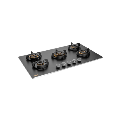 MSM 865 / MSM 865X- Built-In Hob with Efficient 5 Brass Burners, 8 mm Frosted Black Glass