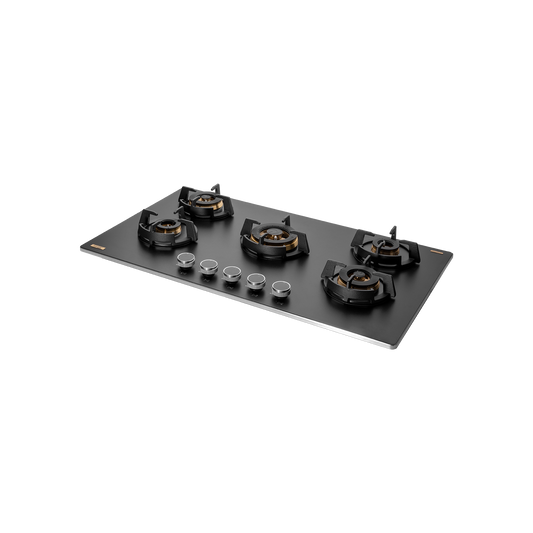 MSM 865 / MSM 865X- Built-In Hob with Efficient 5 Brass Burners, 8 mm Frosted Black Glass
