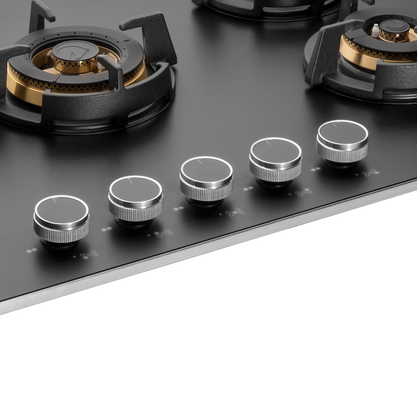 MSM 865 / MSM 865X- Built-In Hob with Efficient 5 Brass Burners, 8 mm Frosted Black Glass