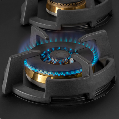 MSM 865 / MSM 865X- Built-In Hob with Efficient 5 Brass Burners, 8 mm Frosted Black Glass