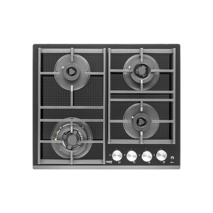 NVH 604 - Built-in Hob with 4 High Efficiency Full Brass Burners, Heavy Duty Cast Iron Pan Support