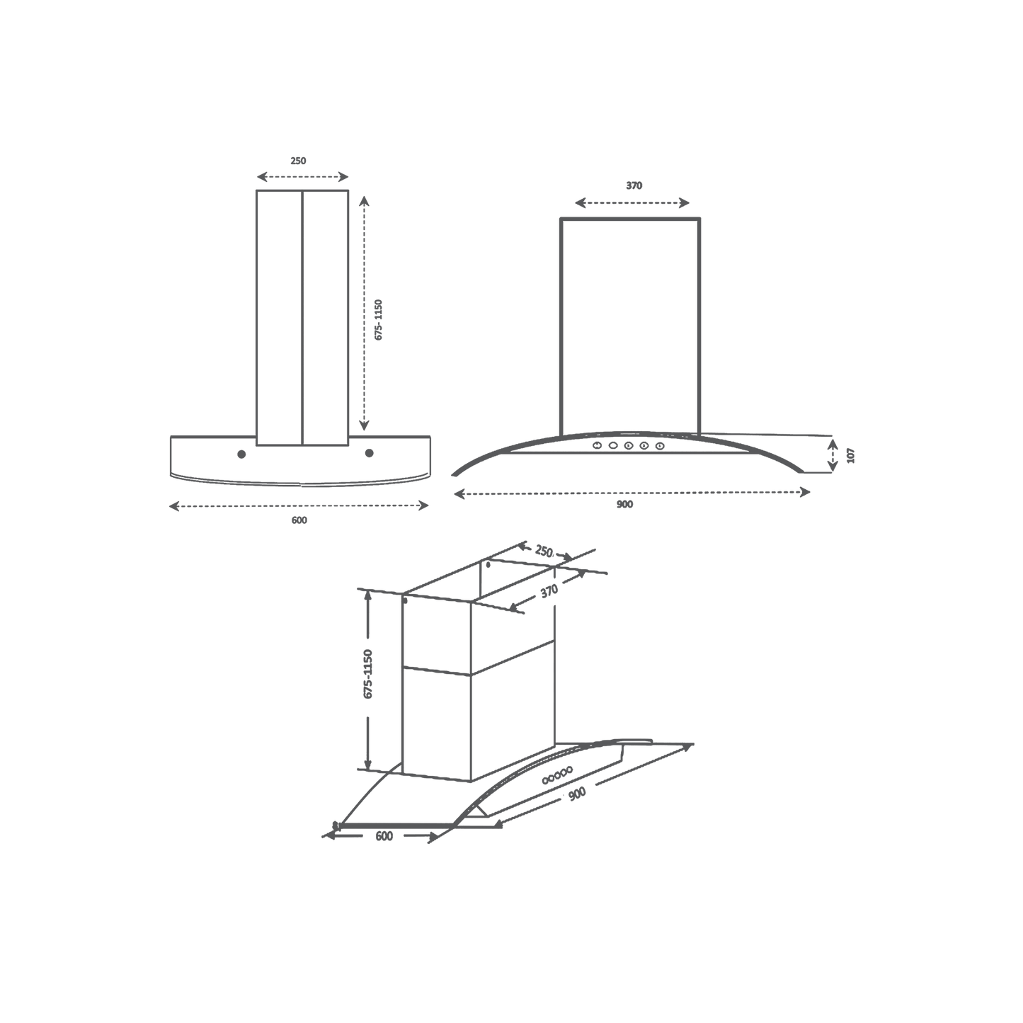OPEC DHC 90 SS (IS) - Baffle Filter Island Kitchen Chimney