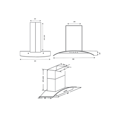 OPEC DHC 90 SS (IS) - Baffle Filter Island Kitchen Chimney