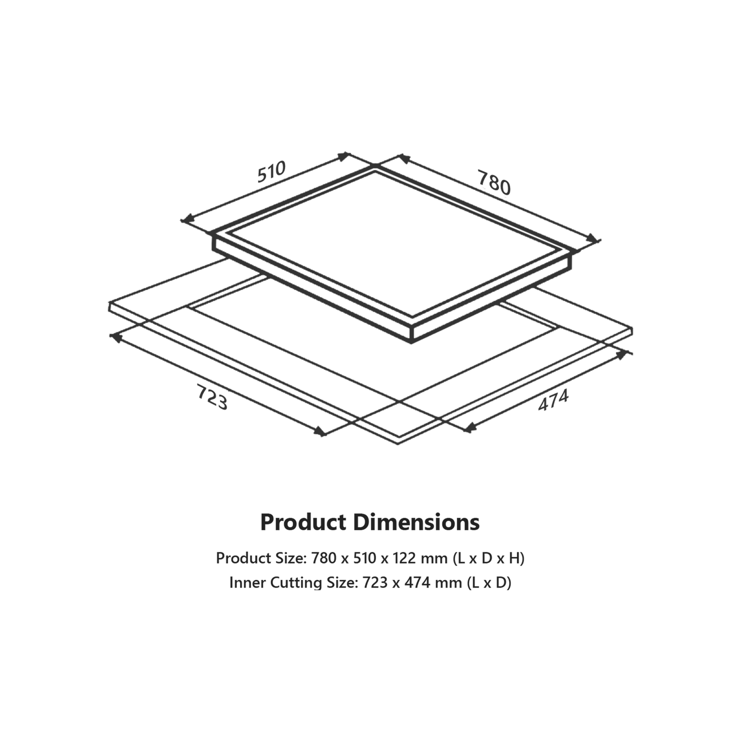 ROBUSTA 783 - 3 Burner Built-in Hob, Premium Brushed Stainless Steel, Flame Failure Device